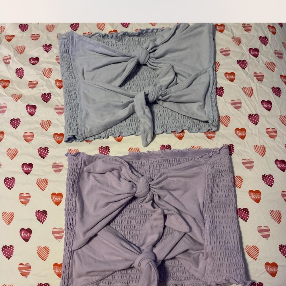 Forever 21 Purple Smocked Tie Front Top